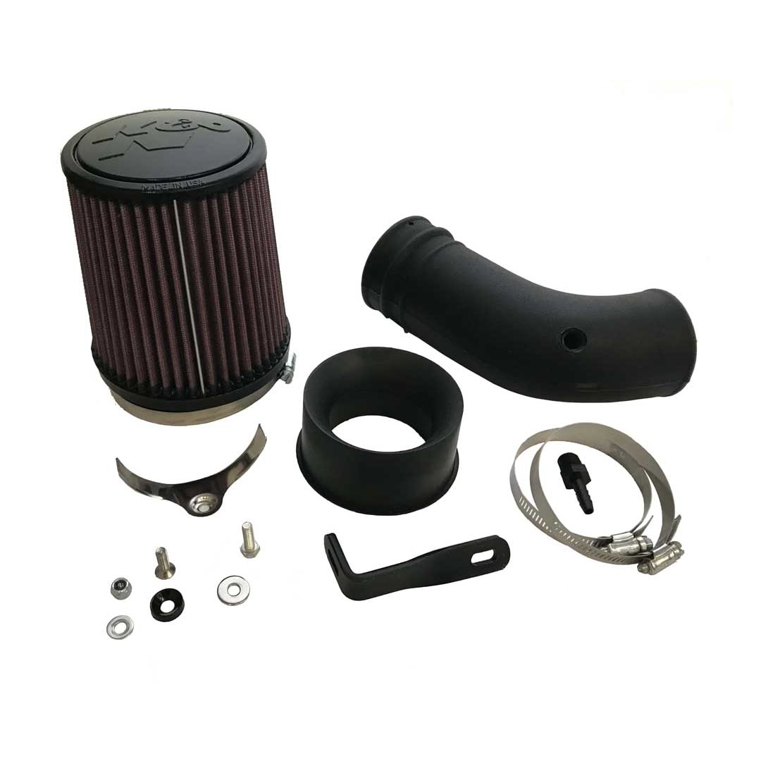 K&N 57-0693 induction kit with filter, intake pipe and fitting components